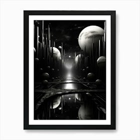Parallel Universes Abstract Black And White 13 Art Print