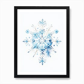 Symmetry, Snowflakes, Minimalist Watercolour 4 Art Print