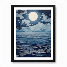 Moon Over The Ocean Art Print