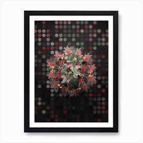 Vintage Twinning Red Cloak Floral Wreath on Dot Bokeh Pattern n.0449 Art Print