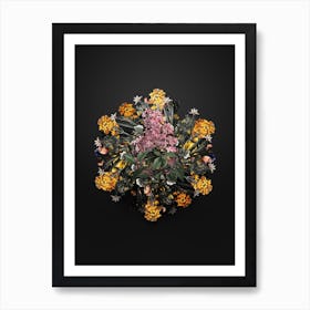 Vintage Chinese Lilac Flower Wreath on Wrought Iron Black n.1444 Art Print