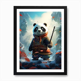Panda Art In Naïve Art Style 2 Art Print