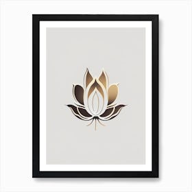 Lotus Flower, Buddhist Symbol Retro Minimal 2 Art Print
