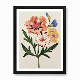 Painted Florals Carnations 2 Art Print