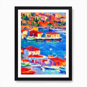 Port Of Antalya Turkey Brushwork Painting harbour Art Print