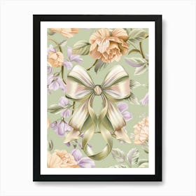 Coquette In Sage And Pink2 Pattern Art Print