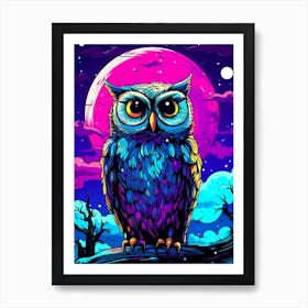 Owl In The Night Sky 1 Art Print