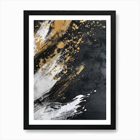 Abstract With Gold And Black Paint 1 Art Print