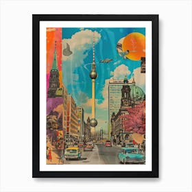 Berlin   Retro Collage Style 1 Art Print