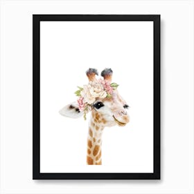 Peekaboo Floral Giraffe Art Print