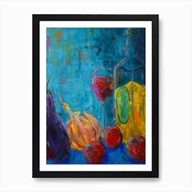 Aubergine, Onion, Red Wine, Tomatoes, Oil Art Print