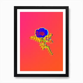 Neon Burnet Rose Botanical in Hot Pink and Electric Blue n.0335 Art Print