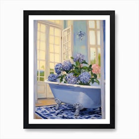 A Bathtube Full Hydrangea In A Bathroom 3 Art Print