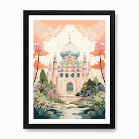 Taj Mahal   Agra, India   Cute Botanical Illustration Travel 5 Art Print