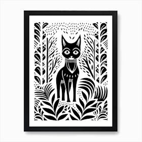 Linocut Fox Card Illustration 5 Art Print