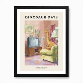 Dinosaur Watching Tv Poster 2 Art Print