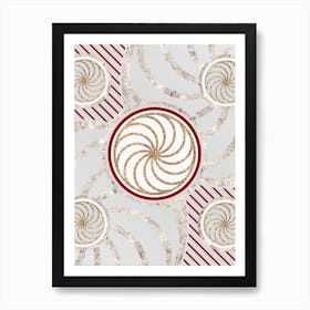 Geometric Abstract Glyph in Festive Gold Silver and Red n.0078 Art Print