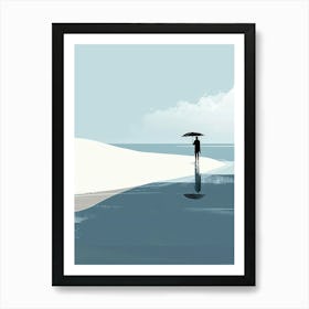 Man On The Beach, Minimalism Art Print