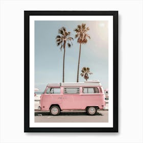 Pink Vw Bus 2 Art Print