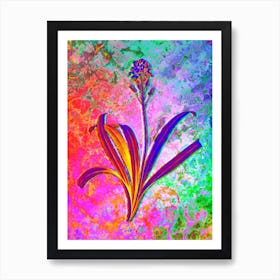 Spanish Bluebell Botanical in Acid Neon Pink Green and Blue n.0157 Art Print