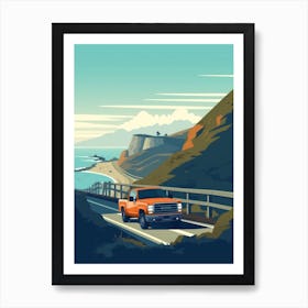A Gmc Sierra In The Pacific Coast Highway Car Illustration 2 Art Print
