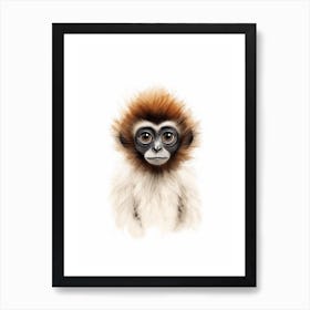 Watercolour Jungle Animal Baby Gibbon 2 Art Print