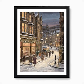 Vintage Winter Illustration Edinburgh Scotland 1 Art Print