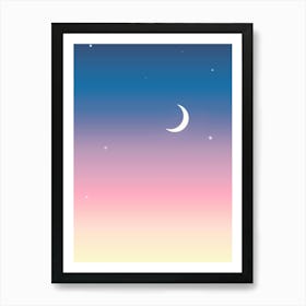 Fingernail Moon Shining in the Sunset Night Sky Art Print