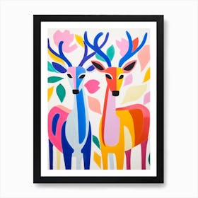 Colourful Kids Animal Art Deer Art Print