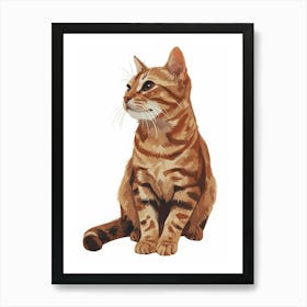 American Bobtail Cat Clipart Illustration 6 Art Print