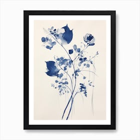 Blue Botanical Lily Of The Valley Art Print