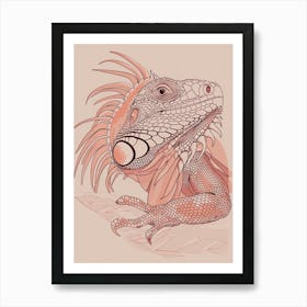 Brown Cuban Iguana Abstract Modern Illustration 2 Art Print