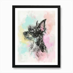 Pastel Terrier Dog Pastel Illustration 1 Art Print