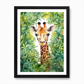 Giraffe In The Jungle Watercolour 1 Art Print