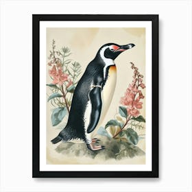 Adlie Penguin Bartolom Island Vintage Botanical Painting 3 Art Print