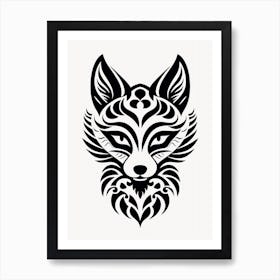 Linocut Fox Abstract Line Illustration 18 Art Print