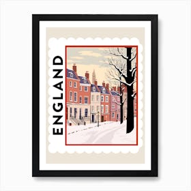 Retro Winter Stamp Poster Richmond England 2 Art Print