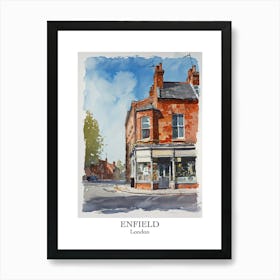 Enfield London Borough   Street Watercolour 4 Poster Art Print