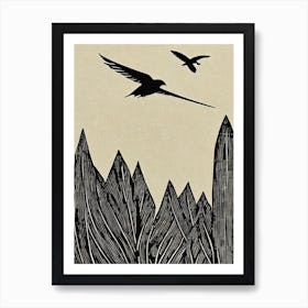 Chimney Swift Linocut Bird Art Print