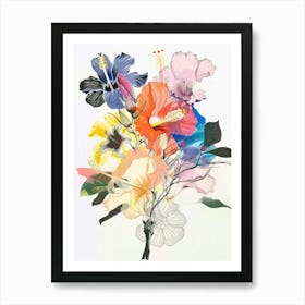 Hibiscus 1 Collage Flower Bouquet Art Print