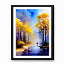 Boat On The River Art Print