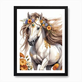 Floral Horse (26) Art Print