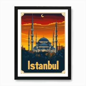 Aihrgdesign A Retro Travel Poster For Istanbul Featuring The 6 Art Print