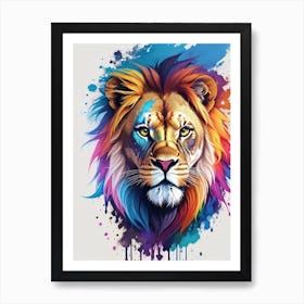 Dreamshaper V6 Olpntng Style Colorful Rainbow Realistic Lion H 0 Art Print