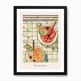 Cocktails Tiled Poster 3 Art Print