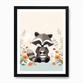 Baby Racoon Scandinavian Style Illustration 4 Art Print