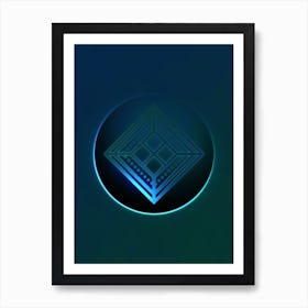 Geometric Neon Glyph on Jewel Tone Triangle Pattern 123 Art Print