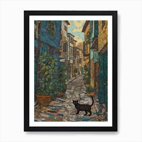 Painting Of Rome With A Cat In The Style Of William Morris 4 Art Print