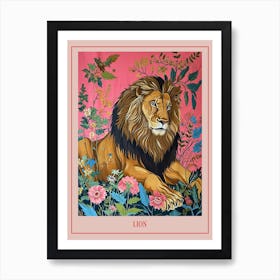 Floral Animal Painting Lion 4 Poster Art Print