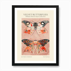 Velvet Butterflies Collection Butterfly Symphony William Morris Style 1 Art Print